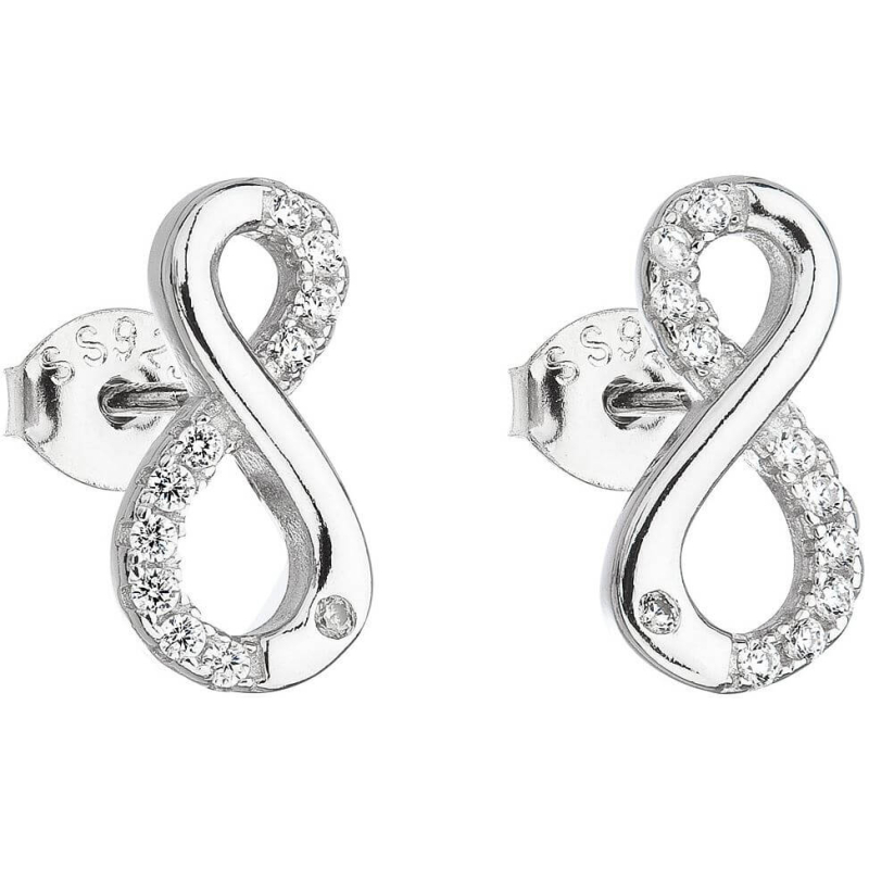 Stříbrné náušnice se zirkonem bílé nekonečno 11017.1 Evolution Group