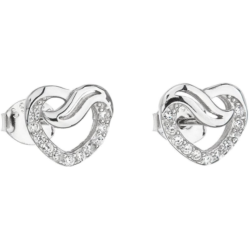 Stříbrné náušnice se zirkonem bílé srdce 11114.1 Evolution Group
