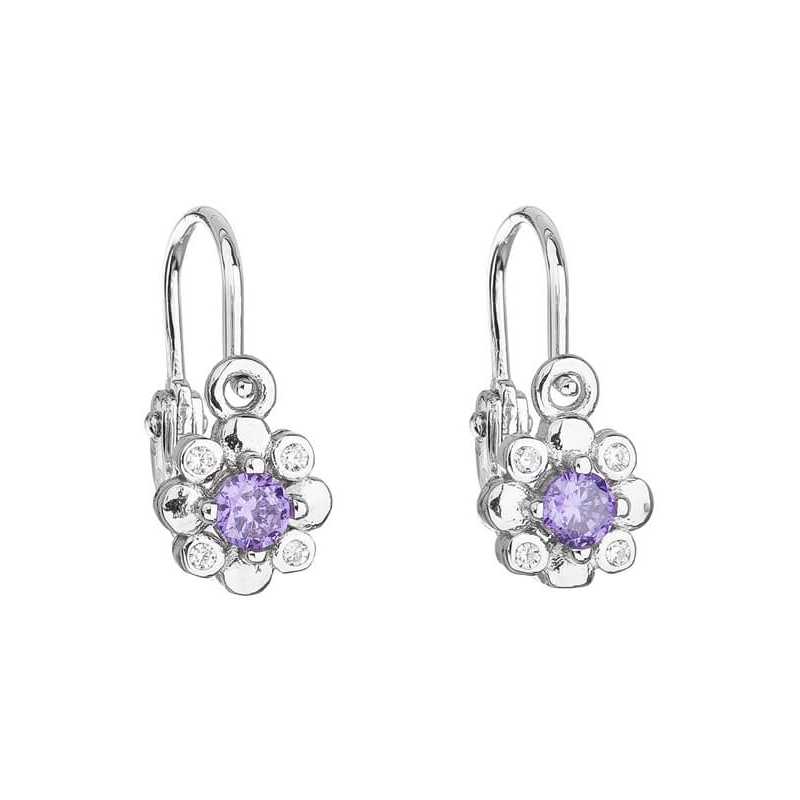 Stříbrné dětské náušnice s fialkovými zirkony 11174.3 Evolution Group Stříbrné dětské náušnice s fialkovými zirkony 11174.3 Evolution Group