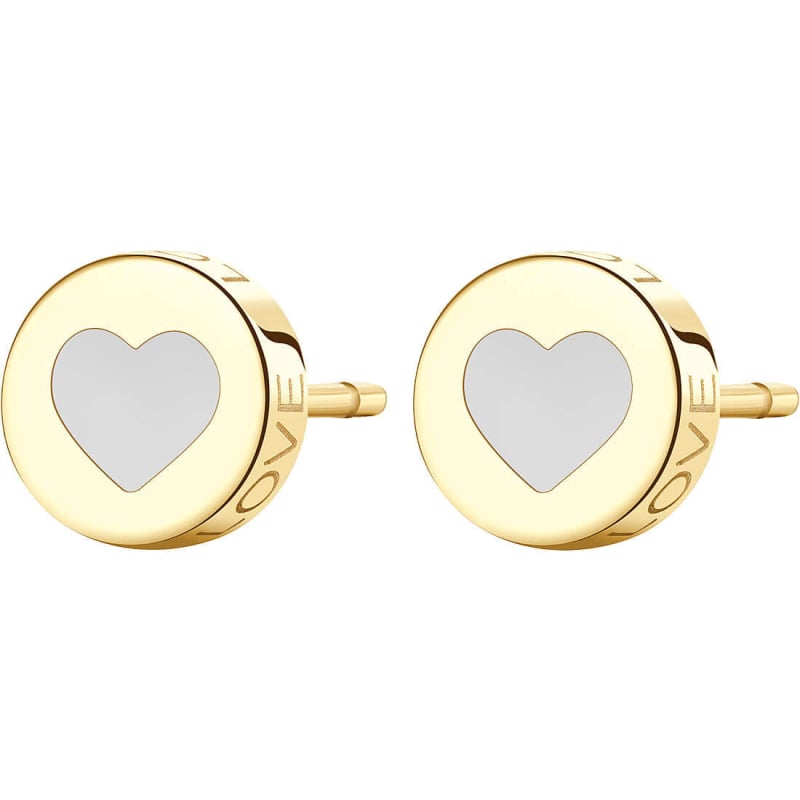 Slušivé ocelové náušnice se srdcem Click SCK53 S Agapo