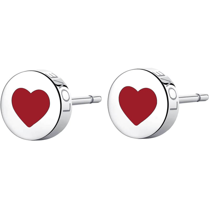 Slušivé ocelové náušnice se srdcem Click SCK52 S Agapo