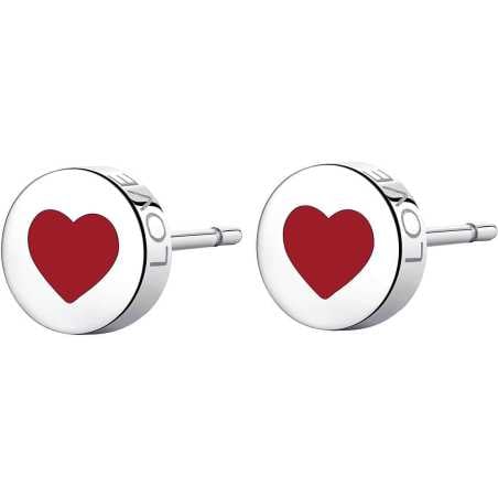 Slušivé ocelové náušnice se srdcem Click SCK52 S Agapo