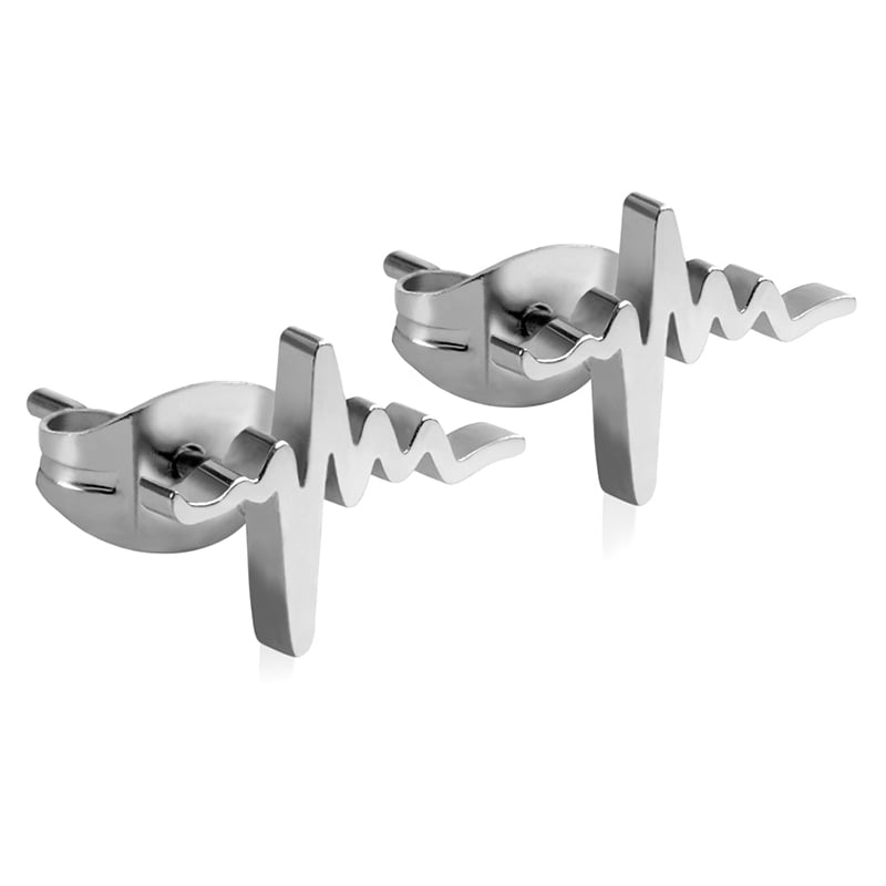 Originální ocelové náušnice Srdeční tep Troli