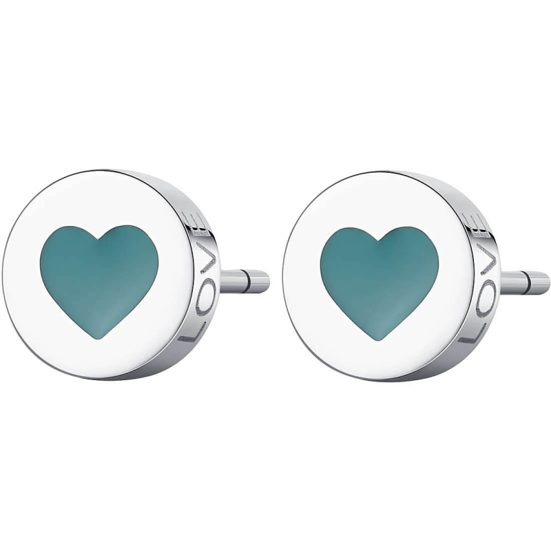 Slušivé ocelové náušnice se srdcem Click SCK51 S Agapo
