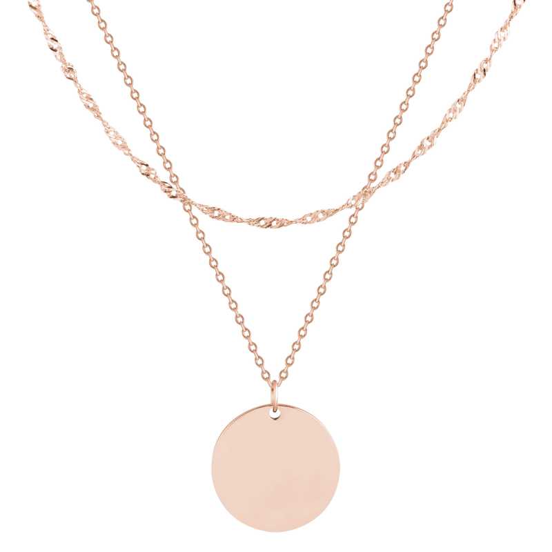 Pozlacený dvojitý náhrdelník z oceli s kruhovým přívěskem Troli Pozlacený dvojitý náhrdelník z oceli s kruhovým přívěskem Troli