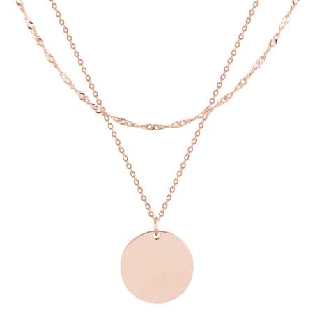 Pozlacený dvojitý náhrdelník z oceli s kruhovým přívěskem Troli