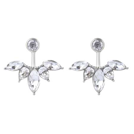 Třpytivé ocelové náušnice s krystaly 2v1 Troli