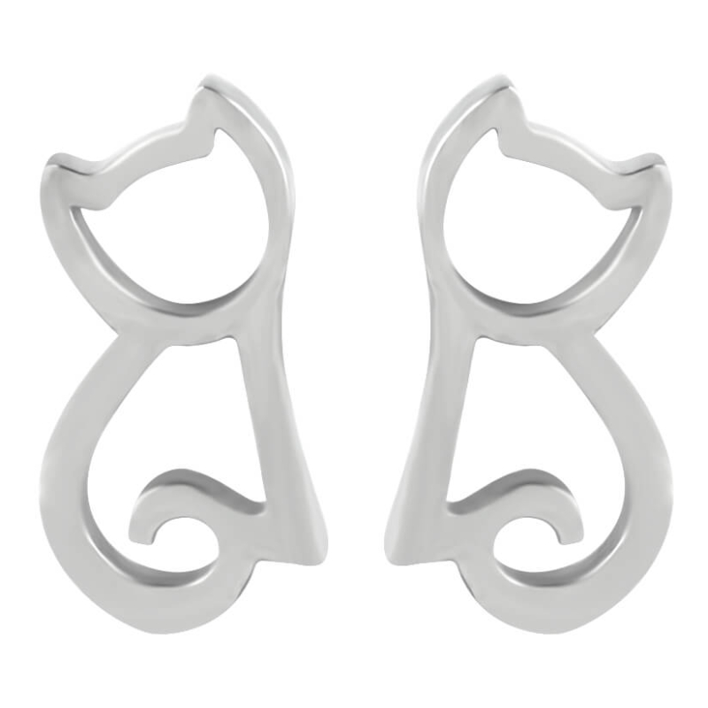 Moderní ocelové náušnice Kočka Troli