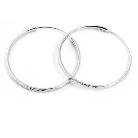 Třpytivé stříbrné kruhové náušnice AGUC2099/35/N Beneto
