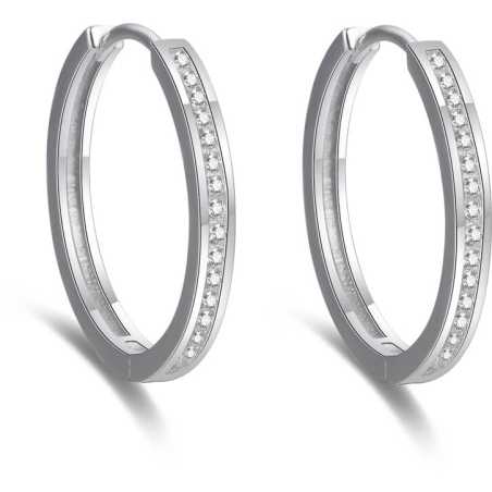 Elegantní kruhové náušnice ze stříbra AGUC2270 Beneto / Průměr: 3 cm