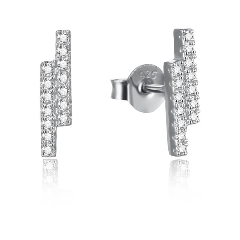Minimalistické stříbrné náušnice s čirými zirkony AGUP2269 Beneto