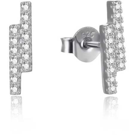 Minimalistické stříbrné náušnice s čirými zirkony AGUP2269 Beneto