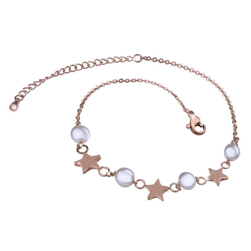 Jemný pozlacený náramek na nohu s perličkami Troli Jemný pozlacený náramek na nohu s perličkami Troli