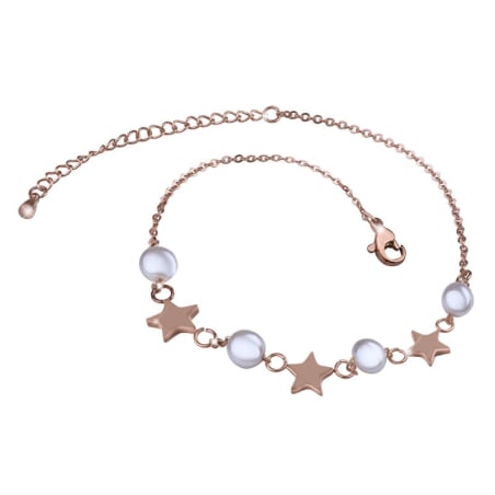 Jemný pozlacený náramek na nohu s perličkami Troli