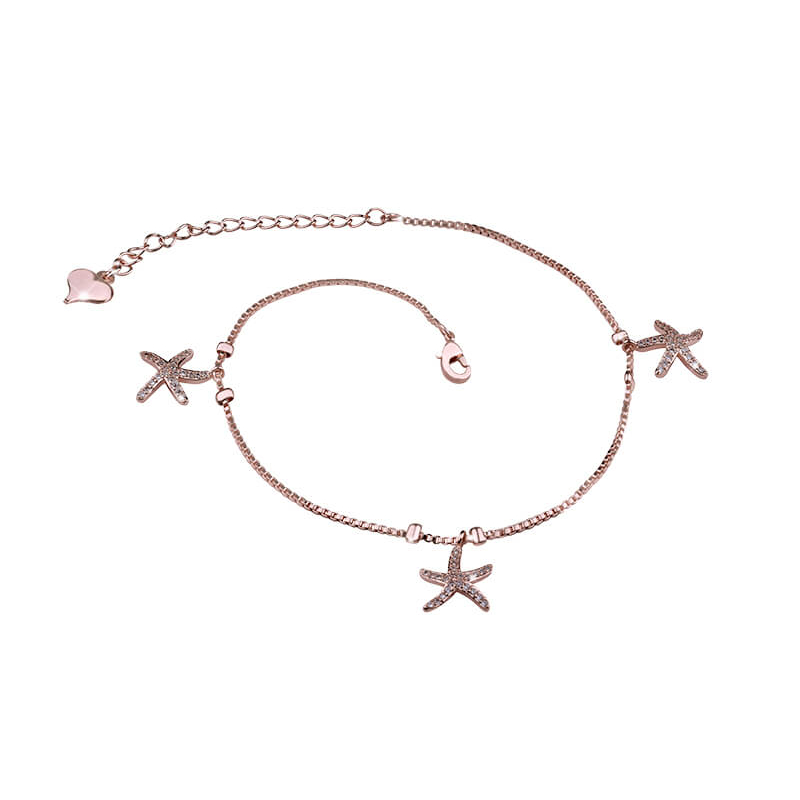 Bronzový řetízek na nohu s mořskými hvězdicemi SW-WC119 Troli