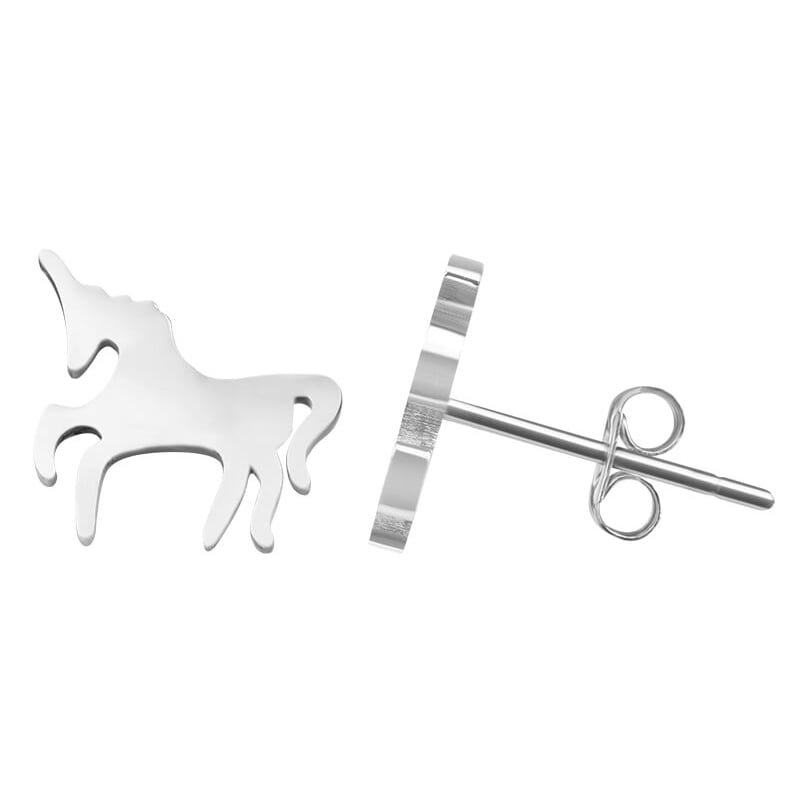 Designové ocelové náušnice Jednorožec Troli Designové ocelové náušnice Jednorožec Troli