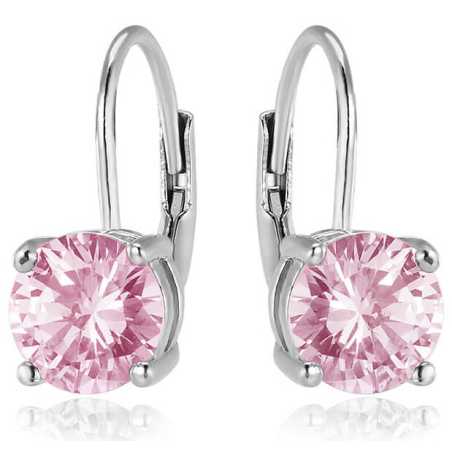 Stříbrné náušnice s růžovými zirkony AGUC2233 Beneto
