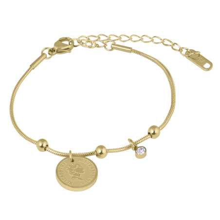 Elegantní ocelový náramek Coin Gold Troli