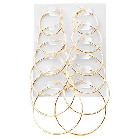 Sada pozlacených kruhových náušnic Gold (6 párů) Troli