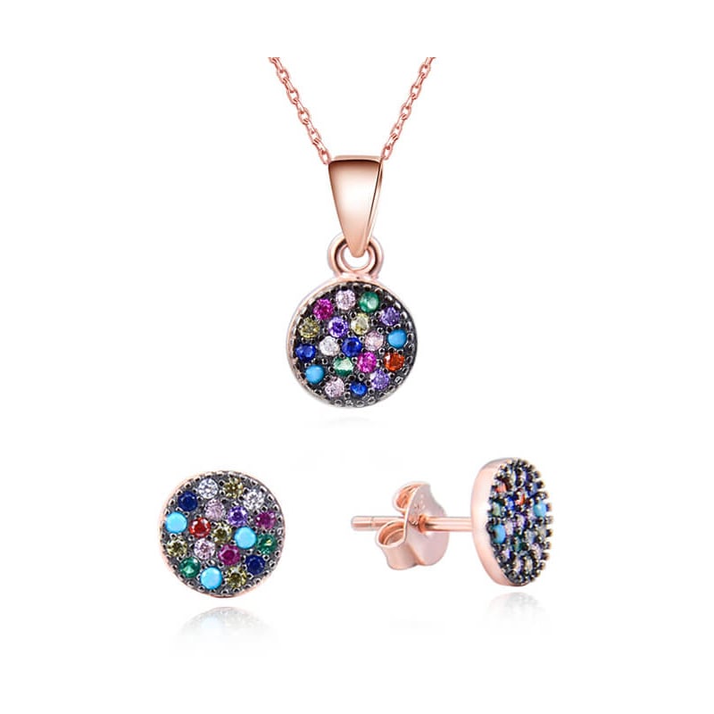 Hravá souprava šperků ze stříbra se zirkony AGSET284 (náhrdelník, náušnice) Beneto Hravá souprava šperků ze stříbra se zirkony AGSET284 (náhrdelník, náušnice) Beneto