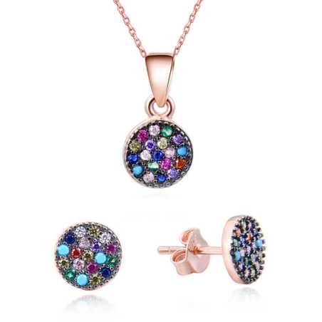 Hravá souprava šperků ze stříbra se zirkony AGSET284 (náhrdelník, náušnice) Beneto