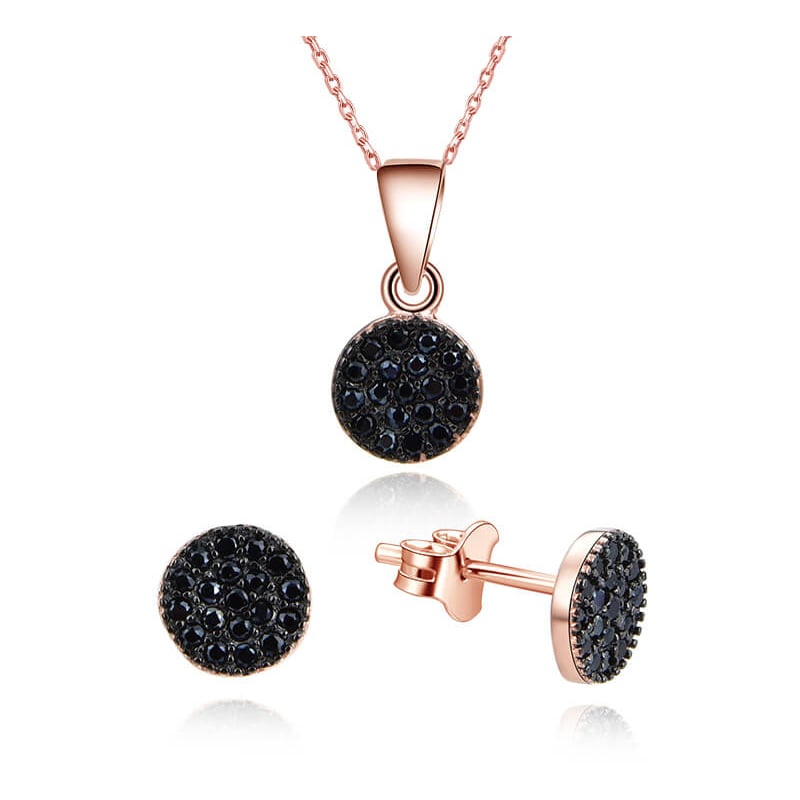 Magická souprava šperků ze stříbra se zirkony AGSET267-ROSE (náhrdelník, náušnice) Beneto