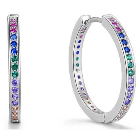 Kruhové náušnice ze stříbra se zirkony AGUC2236 Beneto