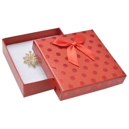Červená dárková krabička s puntíky a mašličkou KC-5/A7 Jk Box