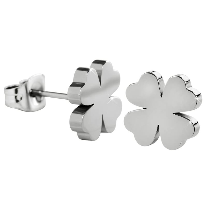 Něžné ocelové náušnice pro štěstí Čtyřlístky KE-001 Troli