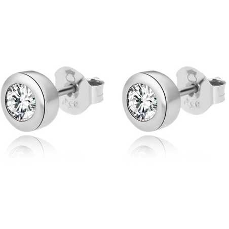 Něžné stříbrné náušnice pecky s čirými zirkony AGUP2259-W Beneto