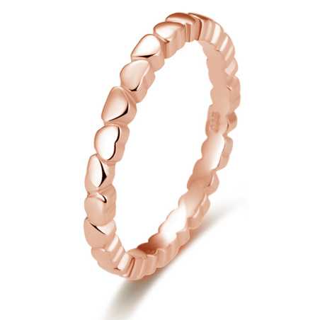 Pozlacený stříbrný prsten se srdíčky AGG344-ROSE Beneto / Obvod: 56 mm - 56 mm