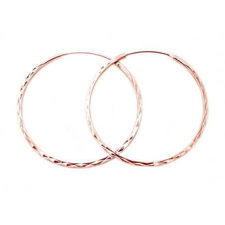 Módní pozlacené kruhové náušnice ze stříbra AGUC2439/SCS-ROSE Beneto / Průměr: 3 cm