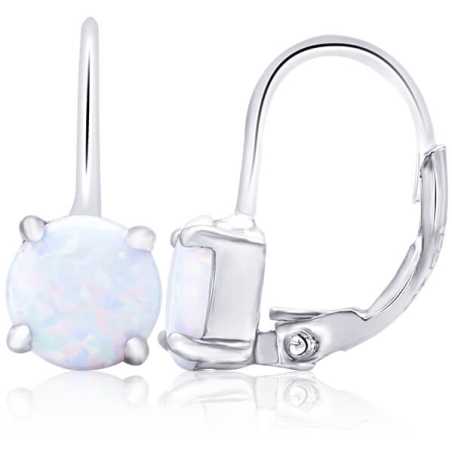 Krásné stříbrné náušnice se syntetickými opály AGUC2254 Beneto