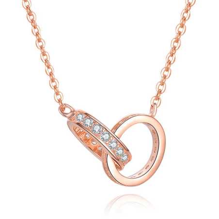 Pozlacený náhrdelník s propojenými kroužky AGS1229/47-ROSE Beneto