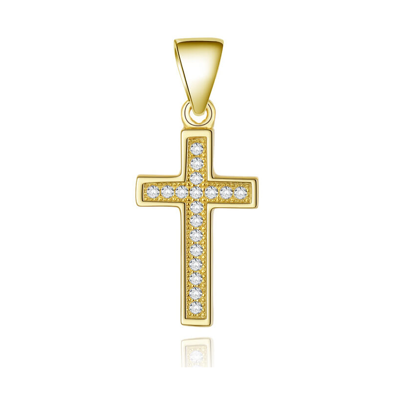 Pozlacený stříbrný přívěsek Křížek AGH589-GOLD Beneto