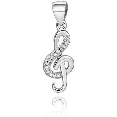 Stříbrný přívěsek se zirkony Houslový klíč AGH591 Beneto