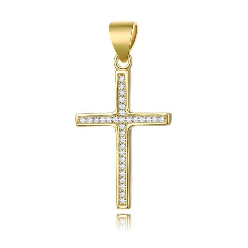 Pozlacený stříbrný přívěsek Křížek AGH592-GOLD Beneto