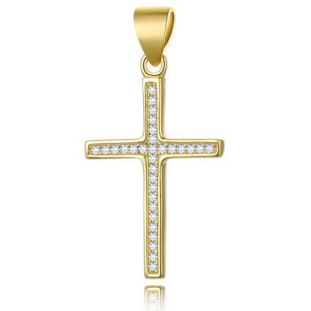 Pozlacený stříbrný přívěsek Křížek AGH592-GOLD Beneto