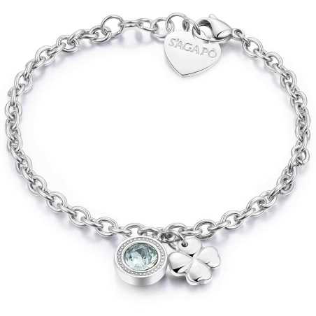 Ocelový náramek s krystalem a čtyřlístkem Lucky Light SKT12 S Agapo