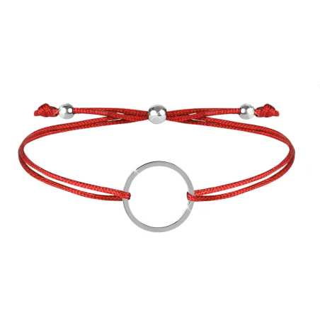 Šňůrkový náramek s kruhem červená/ocelová Troli