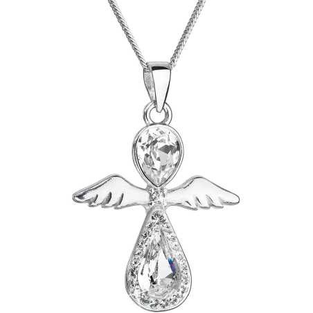 Něžný stříbrný náhrdelník Anděl s krystaly Swarovski 32072.1 (řetízek, přívěsek) Evolution Group