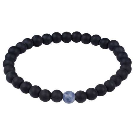 Korálkový náramek z onyxu a modrého jaspisu Troli / Délka: 17 cm