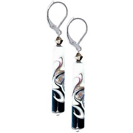 Elegantní náušnice Black & White s unikátní perlou Lampglas EPR11 Lampglas