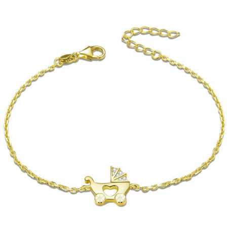 Pozlacený stříbrný náramek Kočárek AGB578/21-GOLD Beneto