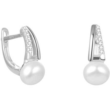 Elegantní stříbrné náušnice s pravou sladkovodní perlou AGUC2262P Beneto