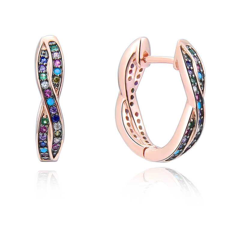 Krásné pozlacené náušnice ze stříbra se zirkony AGUC2252-ROSE Beneto Krásné pozlacené náušnice ze stříbra se zirkony AGUC2252-ROSE Beneto