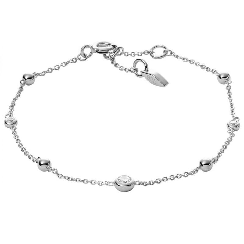 Stříbrný náramek s krystaly JFS00452040 Fossil