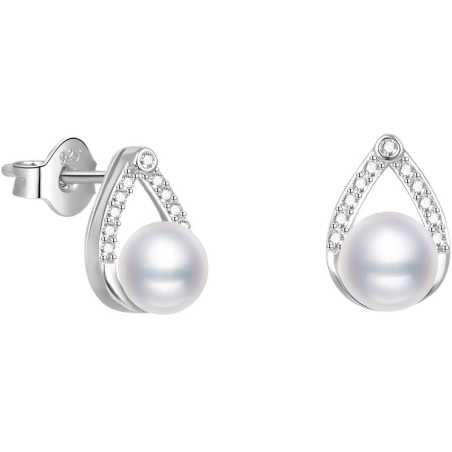 Elegantní stříbrné náušnice pecky s pravou sladkovodní perlou AGUP2266P Beneto