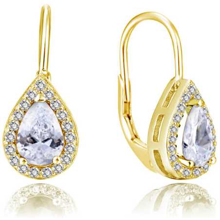 Pozlacené náušnice s čirými zirkony AGUC2228-GOLD Beneto