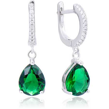 Elegantní stříbrné náušnice se zelenými zirkony AGUC2249 Beneto